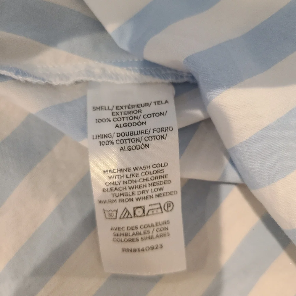 Loft Blue And White Stripe Tie Peek A Boo Front Button Cotton Maxi Shirt Dress - Picture 9 of 9